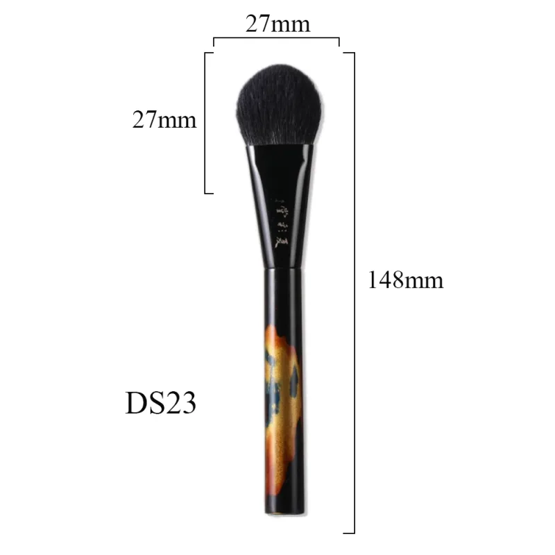 Professional Handmade Make Up Brush 1PC Blush Contour Brush Soft Silver Fox Goat Hair Luxury Raw Lacquer Handle Makeup Brushes