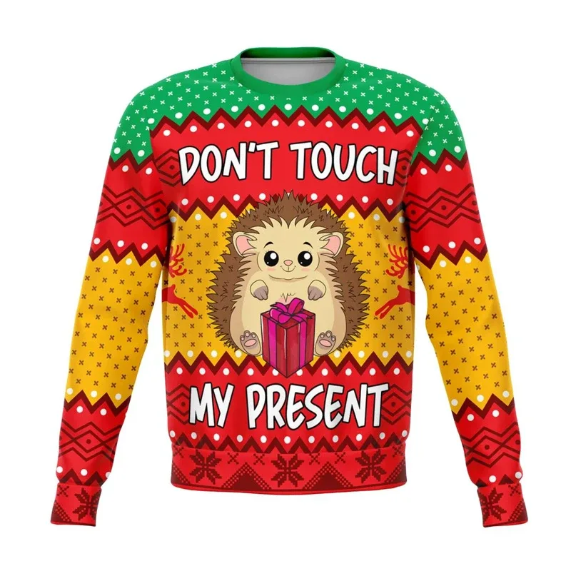 Colorful Dog Cat Pattern Ugly Christmas Sweater For Men 2026 New Year Festival Hoodie Women Merry Christmas Crew Neck Sweatshirt
