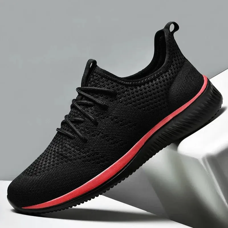 Men Casual Shoes Fashion Breathable Walking Mesh Flat Shoes Sneakers for Men Gym Vulcanized Shoes Black Sneakers