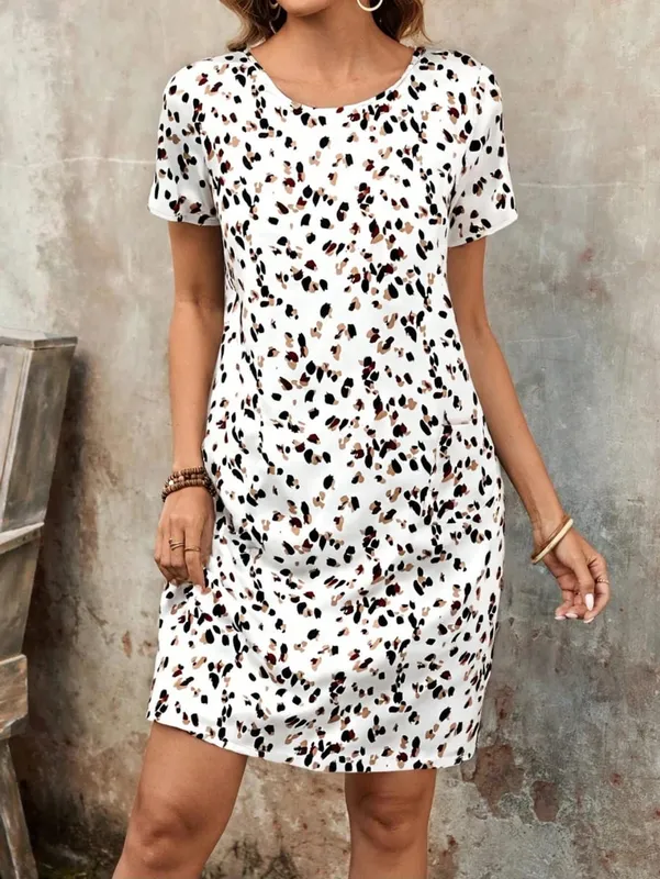 Summer Casual Floral Print Women's Dress Fashion Short Sleeve Mini Dress Beach Vacation Dress Y2k Ladies Clothes Dresses Clothes