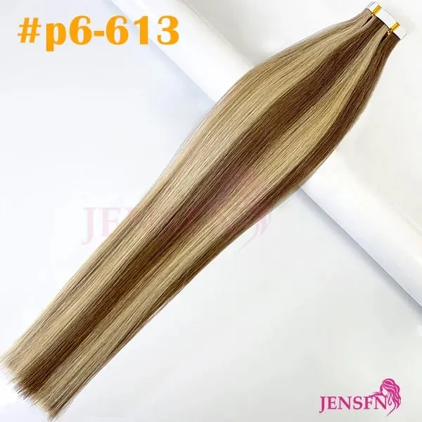 High Quality Tape In Hair Extensions 100% Remy Really Human Hair Brown Blonde Straight Seamless PU Skin Tape Ins Womem