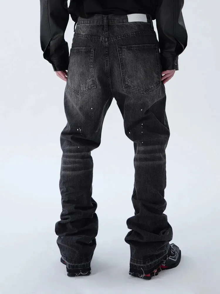 2025 American Retro Y2K Streetwear Washed Black Slim Flared Jeans Pants For Men Clothing Luxury Cotton Long Trousers Ropa Hombre