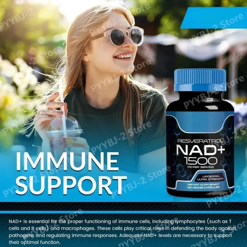 NAD+ Capsules na may Resveratrol Herbal Antioxidant Supplement Suporta sa Cellular Health Energy at Anti Aging para sa mga Babaeng Lalaki 90 piraso