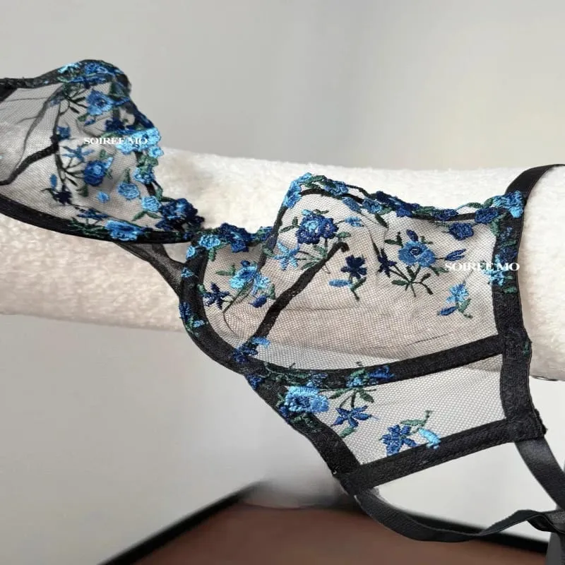 Soutien-Gorge Brodé Dentelle Femme Ultra Mince Transparent Sans Rembourrage Armature Push Up Doux Lingerie Séduisante 32-38