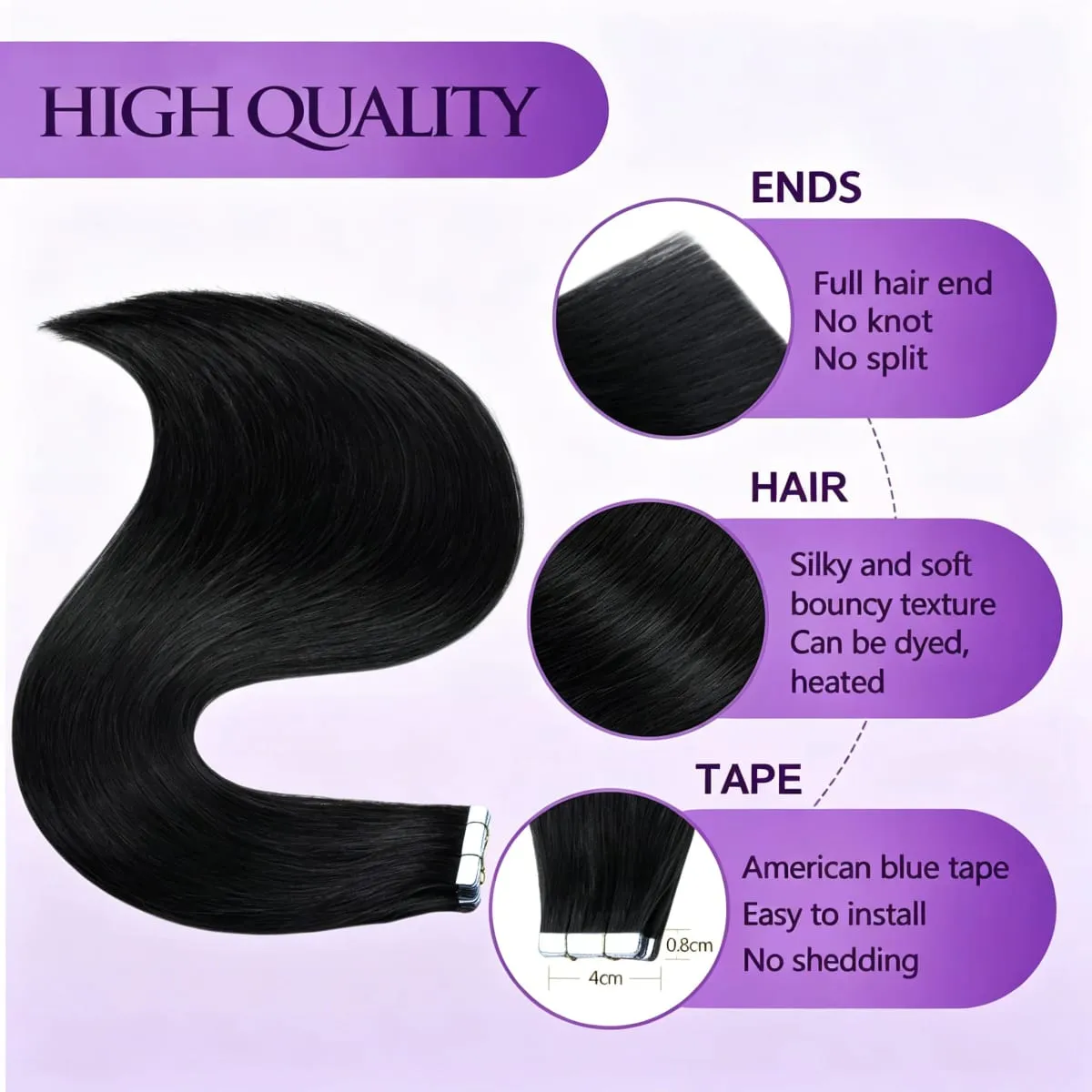 Tape sa Mga Extension ng Buhok Straight Remy Buhok ng Tao Seamless Invisible Skin Weft Remy Double Sided Adhesive Vietnamese Human Hair 50g/pack 16-26 pulgada