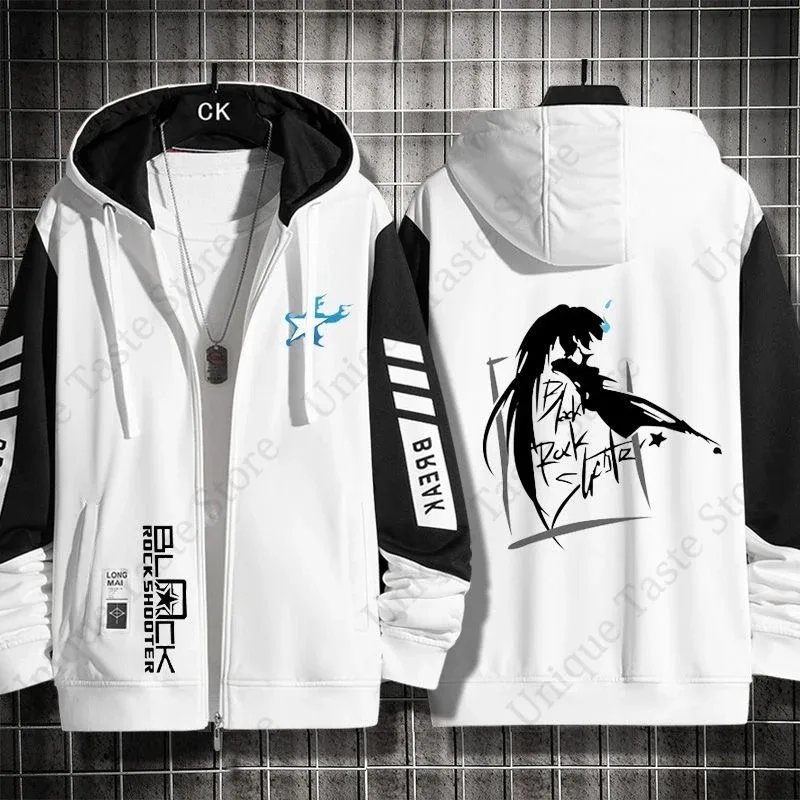 ‌BLACK ROCK SHOOTER Hoodies Anime Cartoon Kuroi Mato Print Sweatshirt BLACK ROCK SHOOTER Merch Men Women Autumn Zipper Hoodie