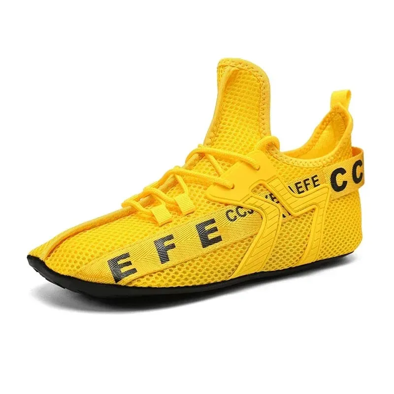 Vita Sneakers Herr Högtopp Bekvämt ventilerande Mesh Fritidsskor Strumpor Skor Stor storlek 47 Utomhus promenadskor för män