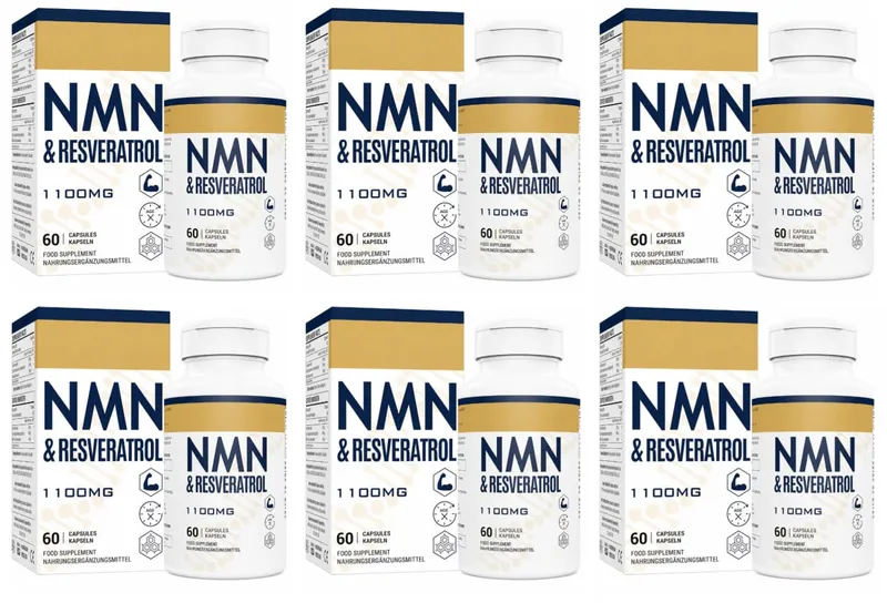 NMN+Resveratrol 60 Capsules Powerful Antioxidant Supplement for Heart Health & Anti-Aging Enhanced with Black Pepper Extract