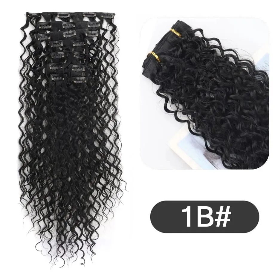 9pcs Clip in Hair Extensions 22 Inch Curly Wavy Hair Extension Loose Long Soft Synthetic Hairpieces for Women Daily Hairstyle