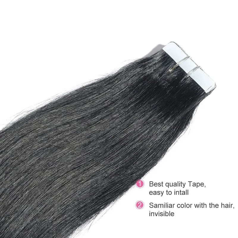 Tape In Straight Human Hair Extensions Remy Virgin Hair Adhesive Extensions Skin Weft #60 Blonde 24 26 28 30INCH Hair For Women