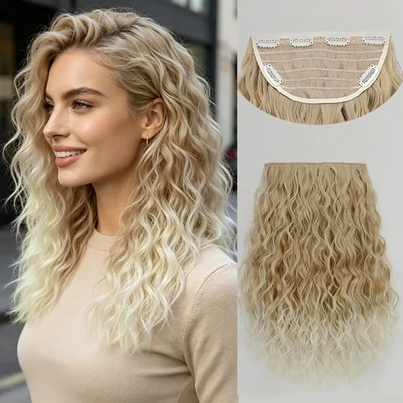 18Inch Synthetic Long Curly Wave Hair Extensions 6 Clip Heat Resistant Silky Hairpiece For Women Daily Party Use