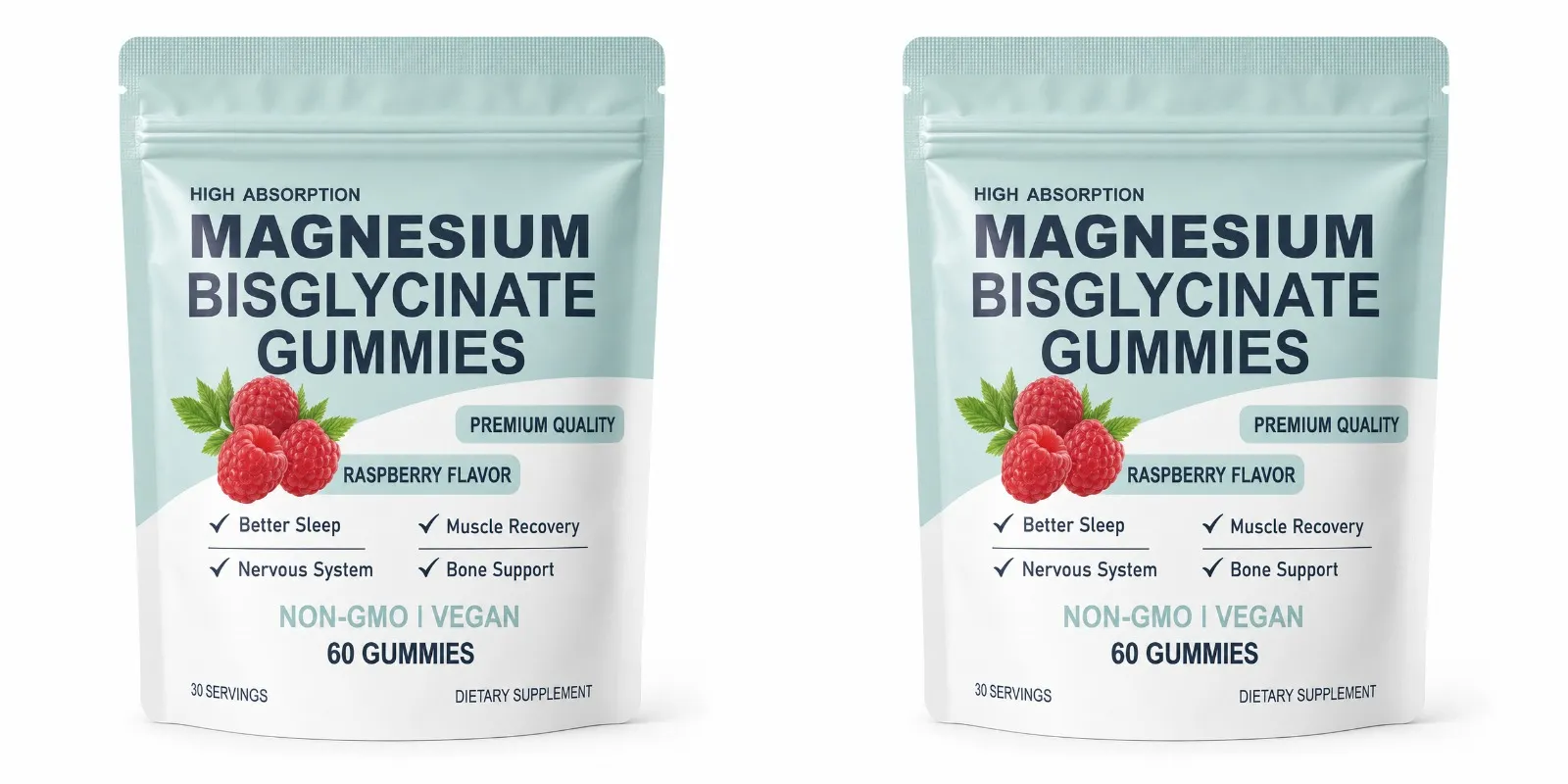 High Absorption Magnesium Bisglycinate Gummies Vegan Raspberry Flavor 60 Count Support Muscle Bone Health Non GMO Gluten Free