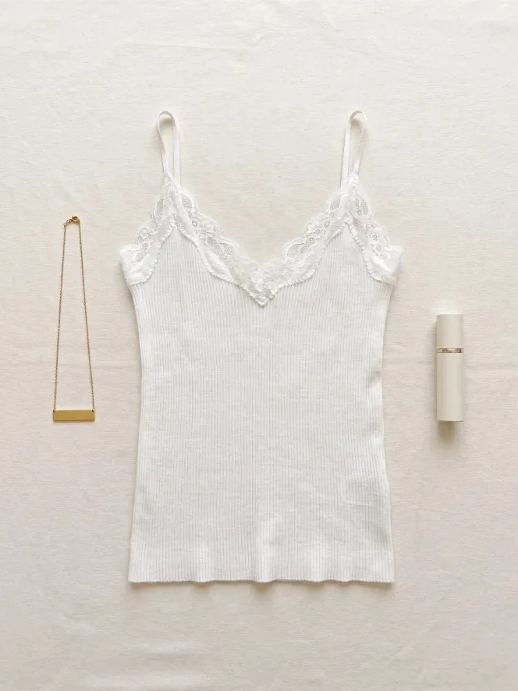 Summer 2026 Coquette Y2k Clothes Korean Lace Women Tank Top Cute Camis Sexy White Crop Top Female Sleeveless Black Vest