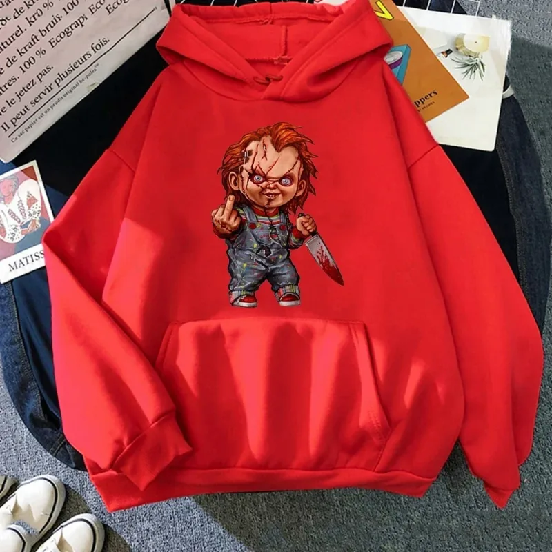 Men Fashion Hoodie Japanese Y2k Fleece Sweatshirt Pullovers Halloween Sweatshirts Men's Clothing Pullovers Horror Chucky Hoodie