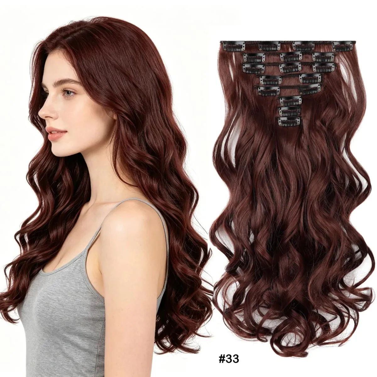Wavy Clip in Hair Extensions 50cm Matte Synthetic Hair Pieces For Women Daily Party Hairstyle