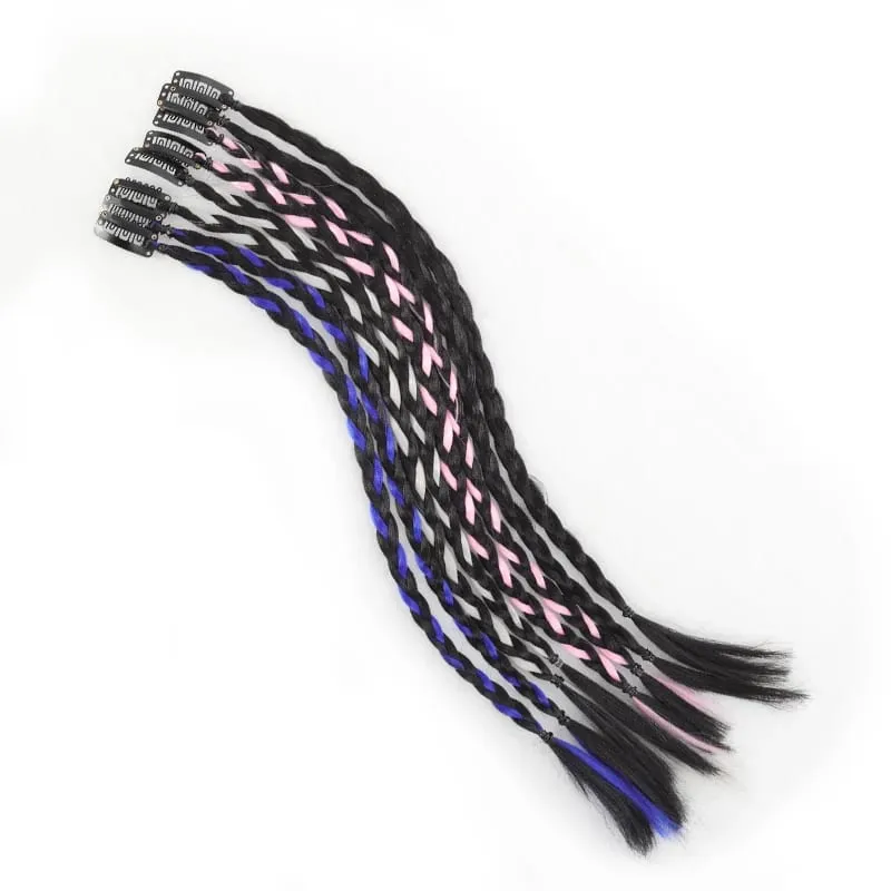 A card of sweet cool girl's boxing braid wig ponytail mini Fried Dough Twists braid color ear dye pigtail 8 pieces