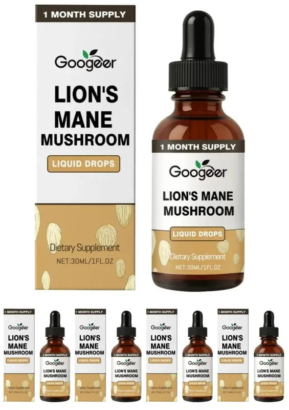 Googeer Lion's Mane Mushroom Flytande droppar minne och fokusstöd för kognitiv klarhet Mental smidighet Alkoholfri 30 ML — image 12