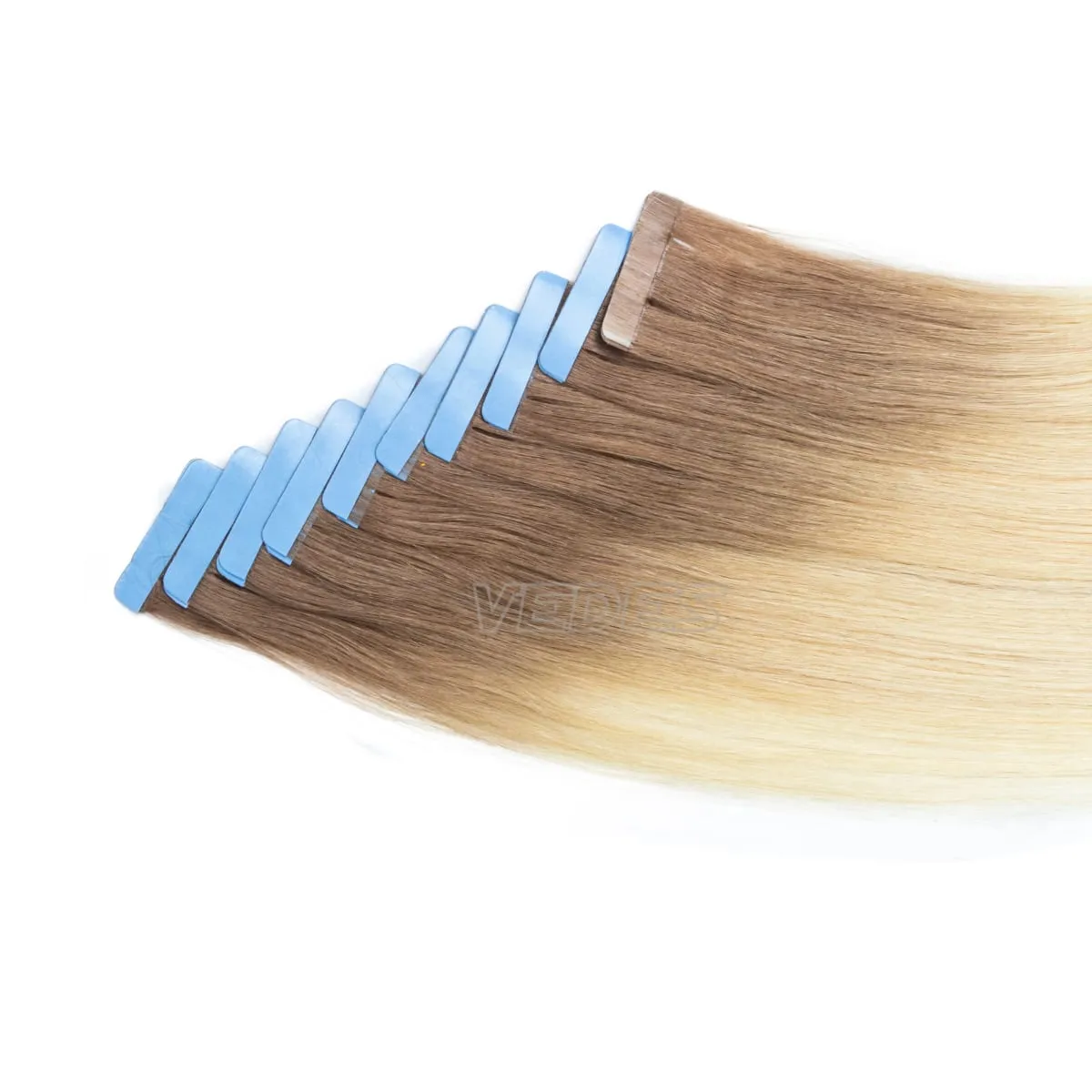 20Pcs 16" 20" Gradient Color Tape in Hair Extensions Human Hair Seamless Tape Hair Extensions 4x0.8cm Skin Weft PU Tape On Hair