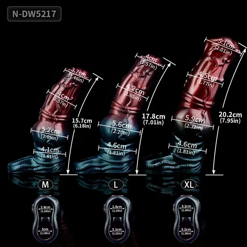 Malaking Horse Penis Sleeve Hollow Dildo Enlargement Sleeve Silicone Reusable Knot Condom Cock Ring Extender Sex Toys para sa Mga Lalaki