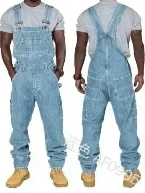 Mens Jeans 2025 Overalls Men Pockets Casual Loose Long Denim Pants Slim Splice Straight Rompers Autumn Plus Size Long Jeans Men — image 2