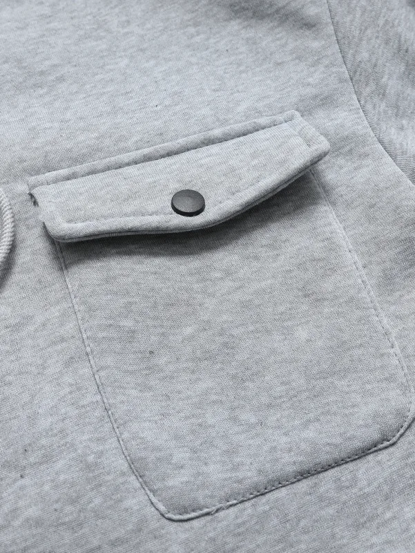 Spring Autumn New Men's Multi Pocket Hoodie with Velvet Casual Zipper Hoodie Fashion Sports Street Top Jacket for Men