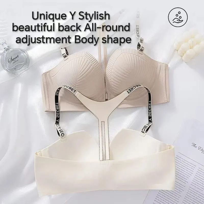 2025 Seamless Backless Front Closure Push up Bra with Y-shaped Letter Straps Anti-Sagging for Women Sexy Lingerie