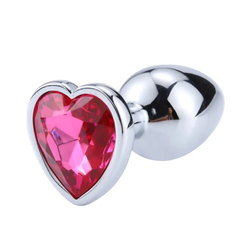 3 Sizes Metal Anal Plug Heart Base Butt Plug for Adults Women Men Couples Stainless Steel S/M/L Diamond Masturbator Sex Toys 18+