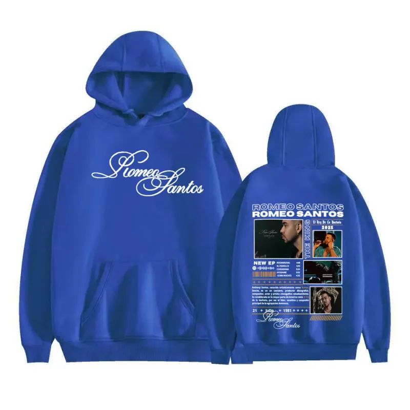 Rapper Romeo Santos The King Tormula Tour 2025 Graphic Hooded Sweatshirts for Men Women Fashion Hip Hop Streetwear Pullover Tops
