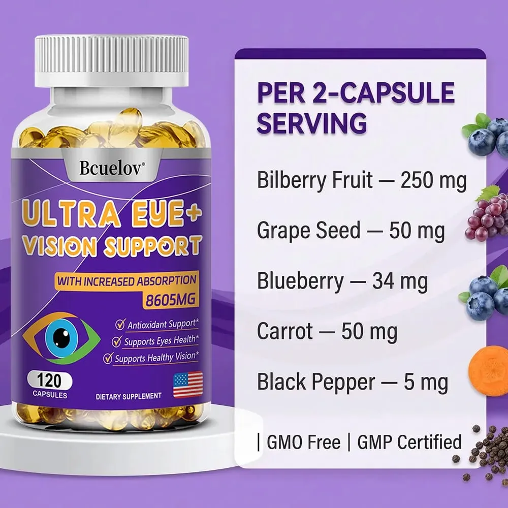 Συμπλήρωμα βιταμινών ματιών 9 σε 1 - Lutein Zeaxanthin Blueberry Dry Eyes Eye Fatigue Ωχρά κηλίδα & Υποστήριξη νυχτερινής όρασης για ενήλικες