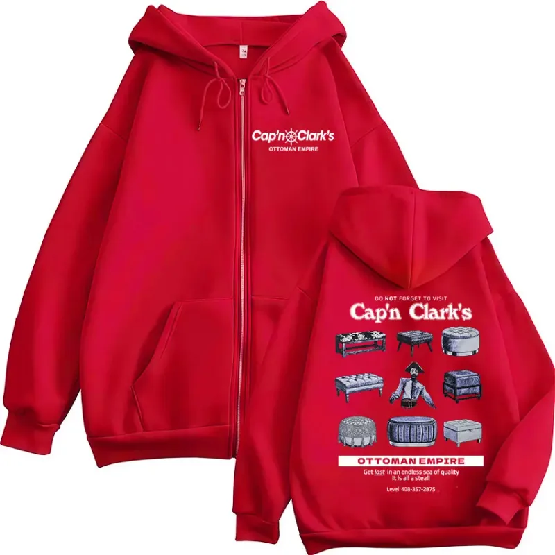 Movie Backrooms Cap'n Clark's Ottoman Empire Pirate Zipper Hoodies Men's Clothing Casual Long Sleeves Zip Up Sweatshirts Jackets