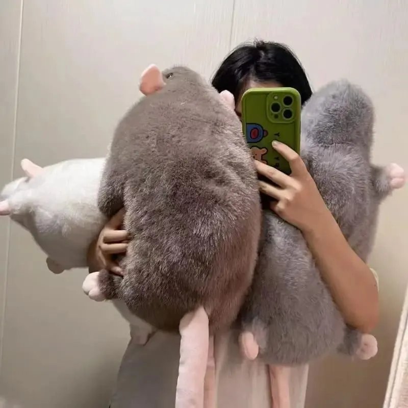 1Pc 35/50/90cm Cartoon Flower Branch Rat Soft Oversized Animal Figure Cute Simulation Big Mouse Plush Toy Pillow Birthday Gift