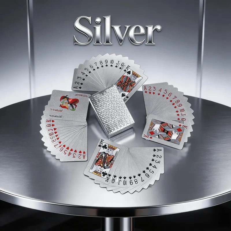 Luxury PVC Playing Cards Gold & Silver Inlaid Design Frosted Finish for Easy Shuffle Waterproof & Fold-Resistant Game Night