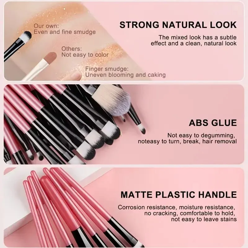 20pcs Makeup Brush Set Soft Fluffy Cosmetic Foundation Powder Eyeshadow Kabuki Blending Make Up Brush Beauty Tool Makeup Sponge