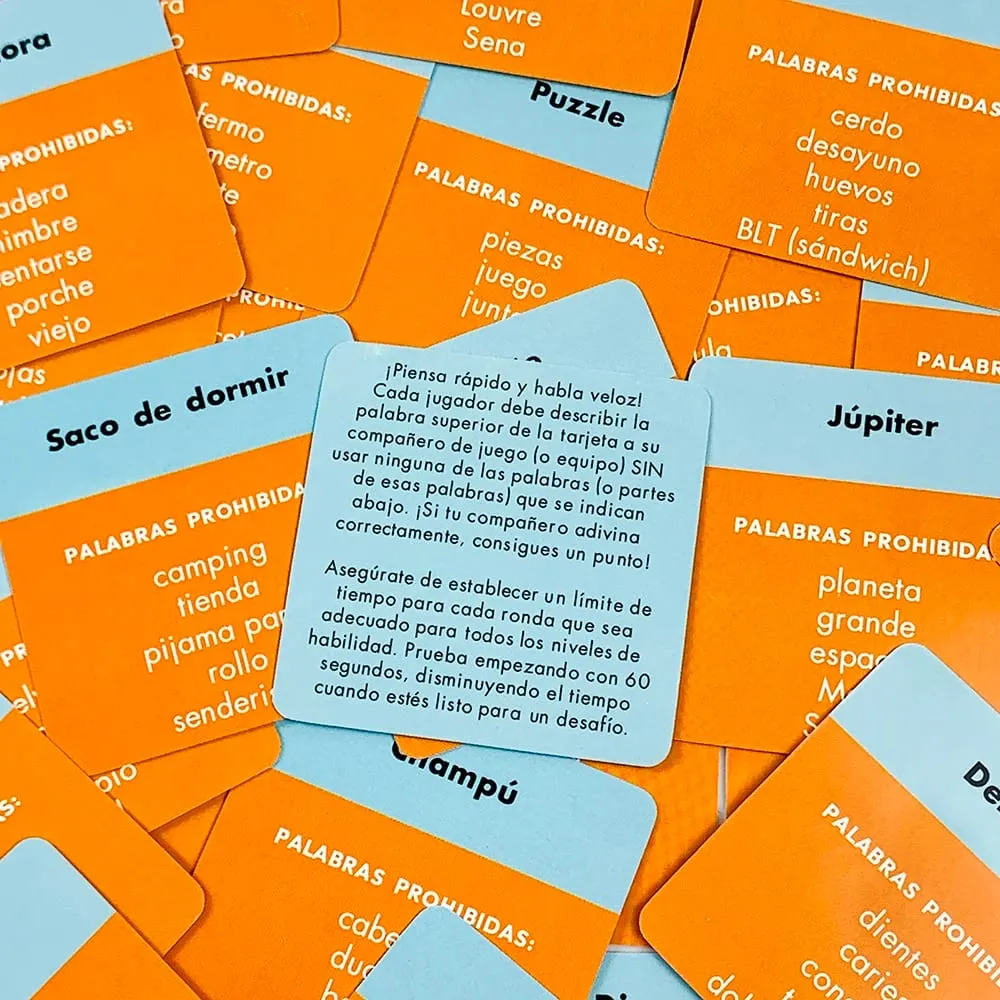 ¡Adivina Esa Palabra! 50 Spanish Family Game Cards – After-Dinner Entertainment & Interactive Word Guessing for Family Bonding