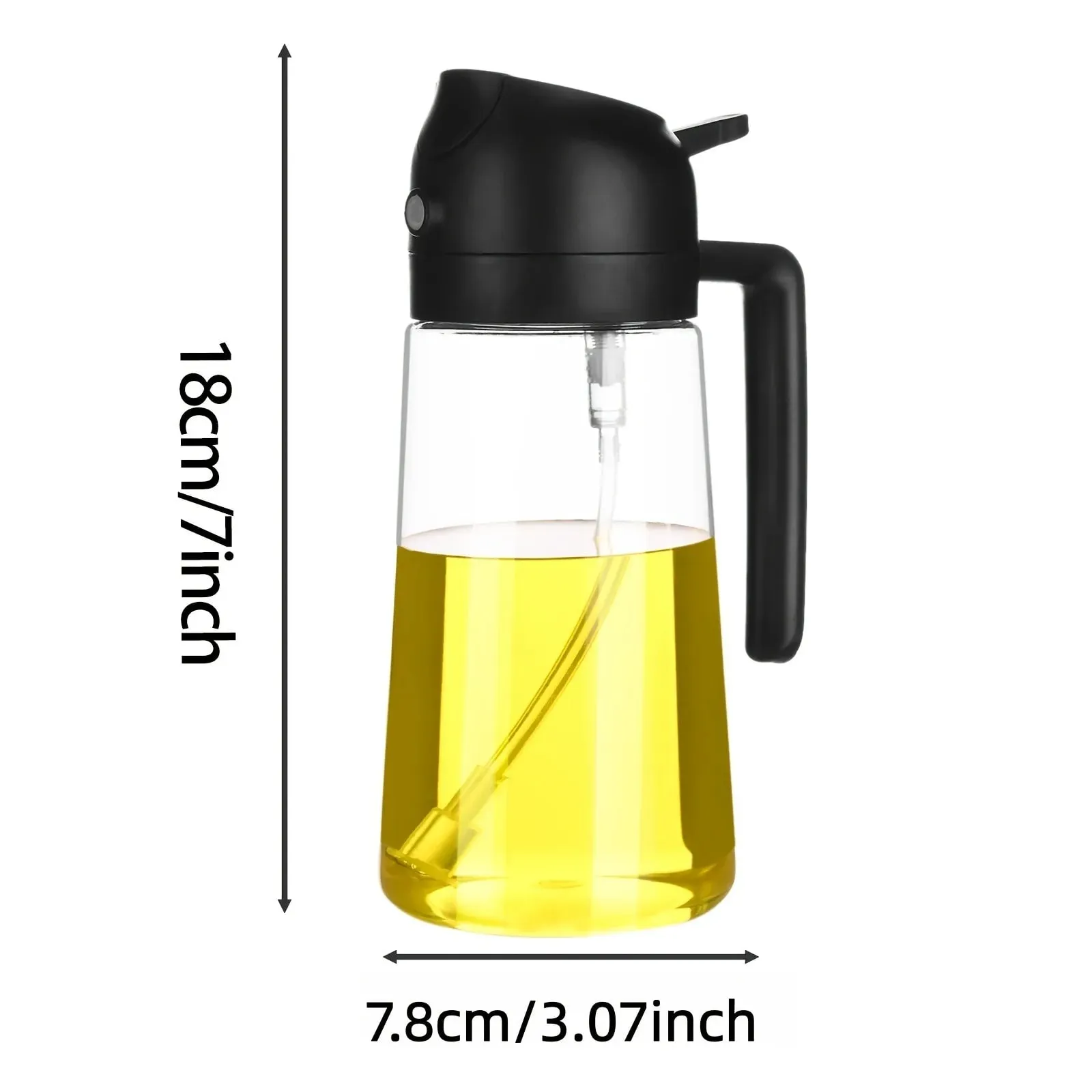 470ml 2-in-1 oil can and injector olive oil pour suitable for cooking air fryer salad barbecue (white)