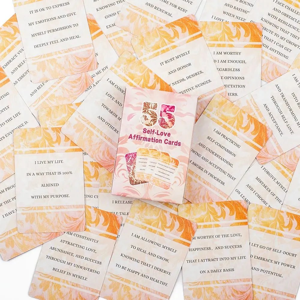 55pcs Self-Love Affirmation Card Set Positive Mental Health Quotes Board Game for Emotional Support And Healing Growth Self-Care