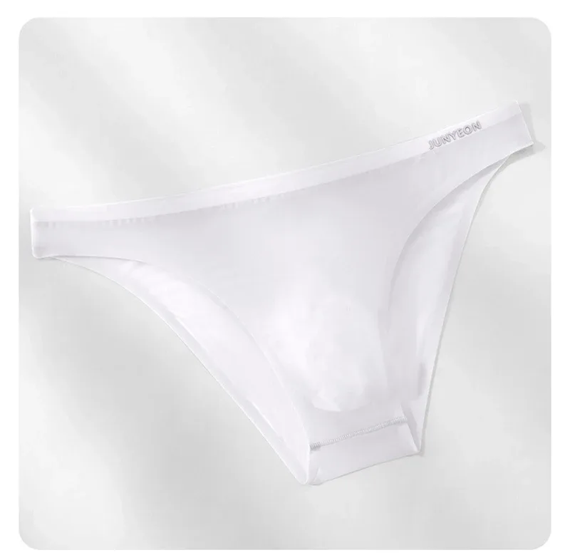 Seamless Quick Drying Men Briefs Underwear Solid Color Ice Silk Ultra-thin Underpants Sexy Breathable 3D Pouch Panties Undies