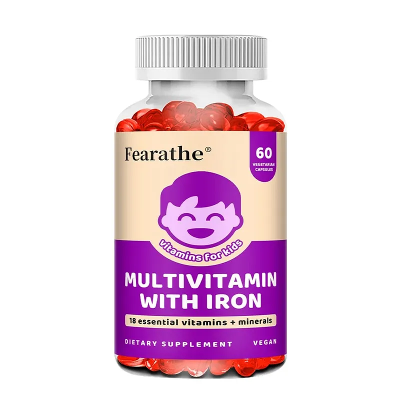 Kids Multivitamin Softgels with Iron Zinc & Biotin Daily Nutritional Supplement for Kids’ Growth Immune & Brain Support