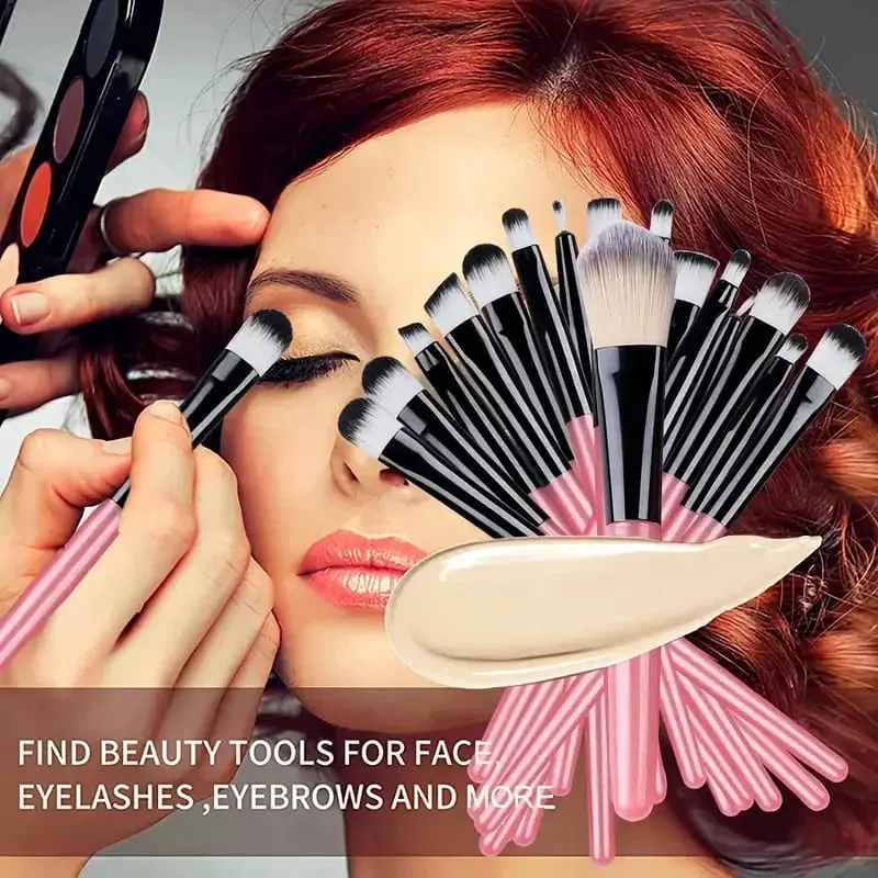 20pcs Makeup Brush Set Soft Fluffy Cosmetic Foundation Powder Eyeshadow Kabuki Blending Make Up Brush Beauty Tool Makeup Sponge
