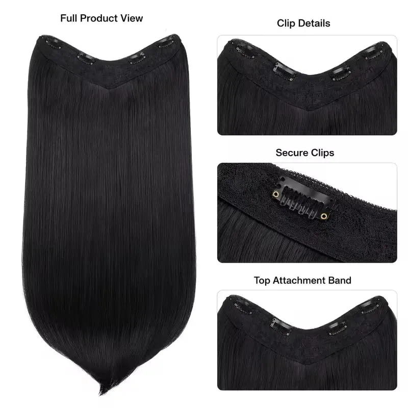 22Inch Synthetic Long Straight Multi Layer Hair Extension BB Clip Style Fiber Hairpiece for Women Daily Wear Confident Elegant