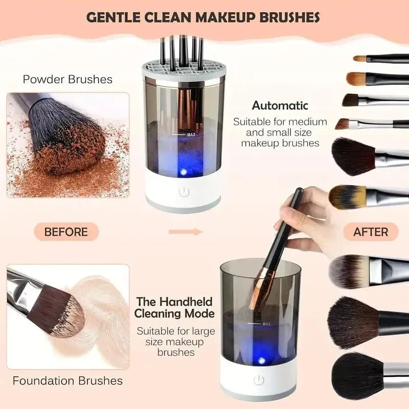 USB Plug Přenosný elektrický čistič štětců na make-up s gumovým přístrojem na líčení Elektrický USB Quick Cleaner Čisticí štětec na límec