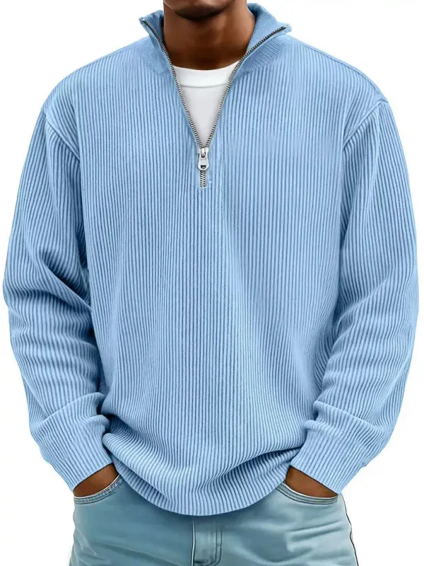 Men's Autumn Winter Stand-Collar Zip-Up Sweatshirt Loose Long Sleeve Casual Daily Outdoor Fashion Trendy Men's Outerwear