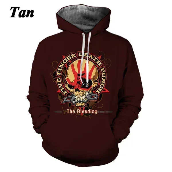 Moletom com capuz Death Punch masculino e feminino com estampa 3D casual outono e inverno hip-hop rock com capuz