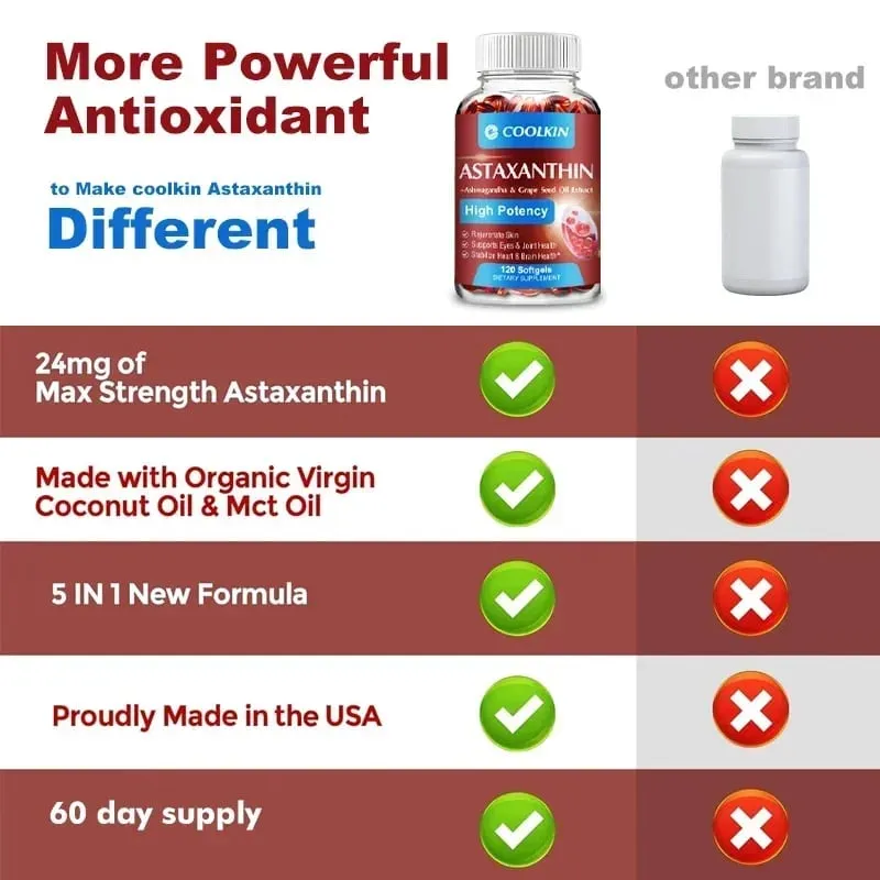 Astaxanthin - Promotes Cardiovascular Health Speeds Up Metabolism Supports Eye Joint and Skin Health