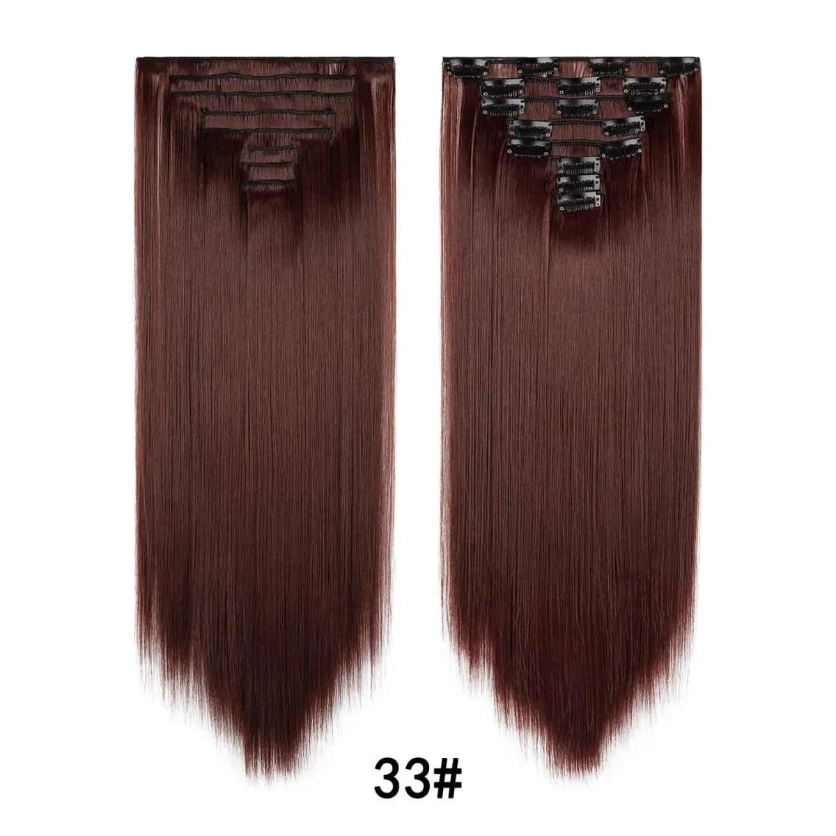 24 Inch 8 Pcs Clip In Hair Extension Straight Hair Extensions for Women Daily Wear Work & Casual Styling Synthetic Hair Pieces