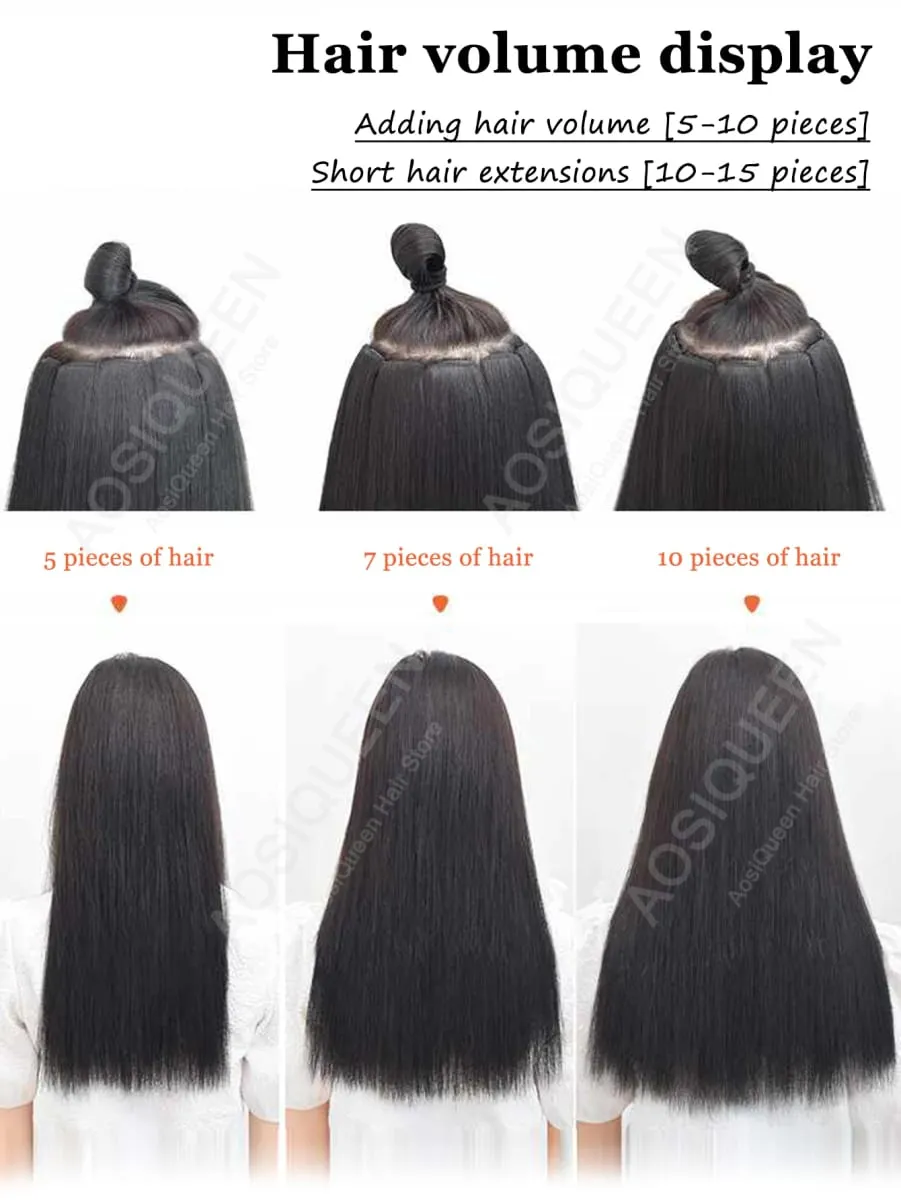 5pcs/Set Hair 1Clips Hair Extensions For Women 24Inches Long Straight Synthetic Fiber Wigs Suitable For Daily And Party Occasion