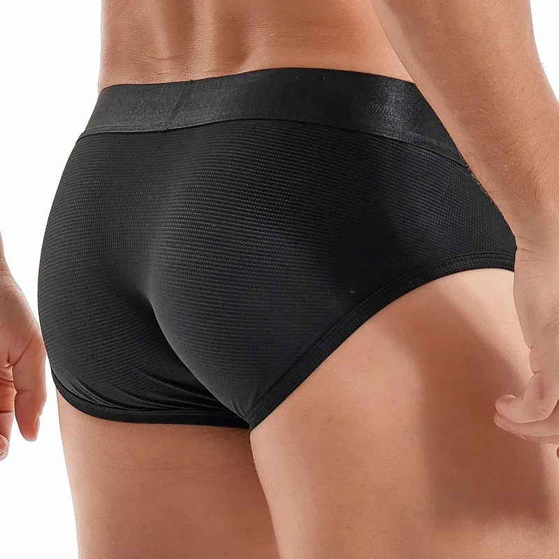 Jockmail Mens Underwear Briefs Mesh Breathable Sports Fitness Shorts Solid Color Sexy Low-rise Lingeries for Extreme Panties