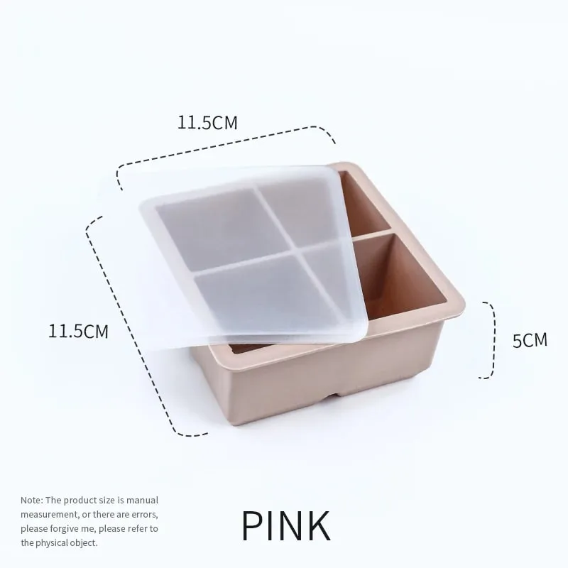 Silicone Large Ice Molds 2 Inch Big Ice Cube Trays with Removable Lid BPA-Free Easy Release and Stackable Flexible Ice Cube Tray
