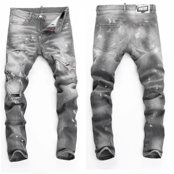 High Quality Street Fashion Men Jeans Retro Blue Elastic Slim Fit Ripped Jeans Men Embroidery Designer Denim Brand Pants Hombre — image 12