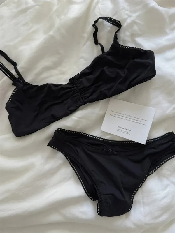 Lace Bra Set Woman Adjusted-strap Seamless Bras+Low Waist Panties Female Casual Simple Solid High Elasticity Lingerie Sets